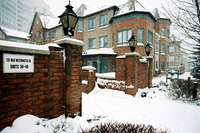 A winter scene from the Thronhill townhouse complex we lived in